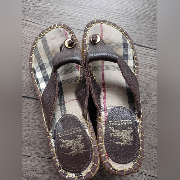 Burberry Brown Wedge Sandals - Picture 3 of 10